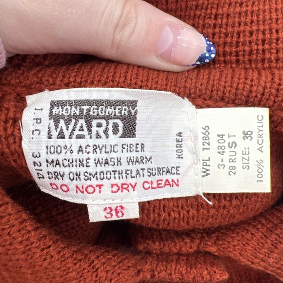 Vintage 70s Long Cardigan Sweater Jacket Sz M Burt Orange Mod MCM Luxury Quiet - Picture 7 of 11